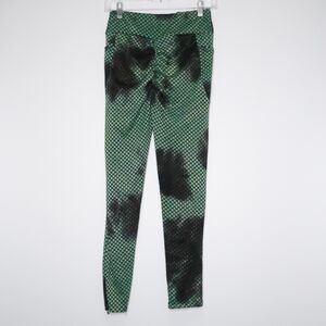 Womens Yoga Leggings Size L/XL Green Black Tie Dye Booty Lifting Workout Jogger